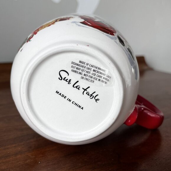 Sur La Table Santa North Pole Mug Christmas Earthenware Coffee Cup Retro Holiday - Picture 9 of 12